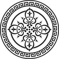 Vector round greek ornament. Meander in a circle. Circular pattern. The architecture of ancient Rome. Print for tattoo, sandblasting and laser cutting.