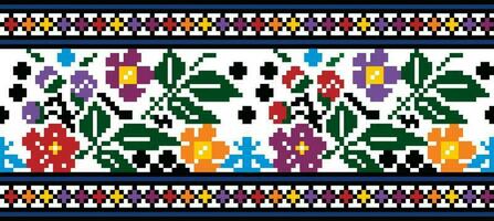 Vector floral seamless Ukrainian national pattern. Embroidery pattern. Cross-stitch drawing. Slavic ornament