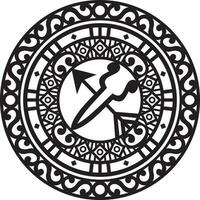 vector yakuto ornamento. protector de el familia, amuleto, talismán. tijeras y un flecha, dibujo de el lejos este. patrones de del Norte pueblos, Siberia y tundra