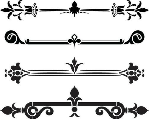 Vector set of classic monograms. Curl at the end of the text. Pattern of ancient greece, roman empire. Typographic ornament