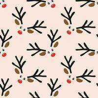 Christmas seamless pattern reindeer with red noses and antlers for holiday print textiles or objects vector