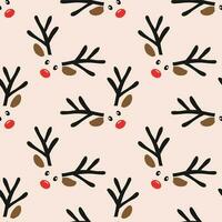 Christmas seamless pattern reindeer with red noses and antlers for holiday print textiles or objects vector