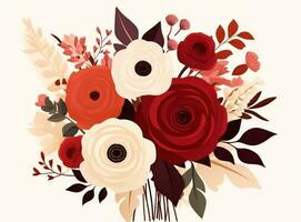 Red and white flowers background photo