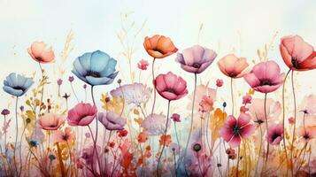 Watercolor floral border photo