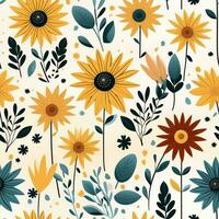 Sunflowers illustrated background photo