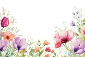 Watercolor floral border photo