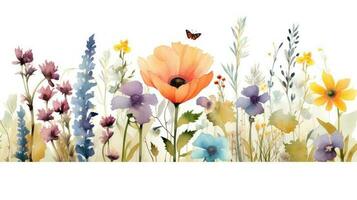 Watercolor floral border photo