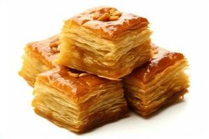 baklava blanco aislado antecedentes comida fotografía ai generado foto