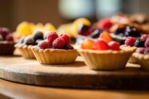 tarts in the kitchen table Food Photography AI Generated photo