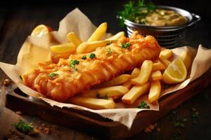 stock photo of fish and chips food photography AI Generated