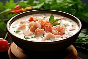 seafood soup cream Food Photography AI Generated photo