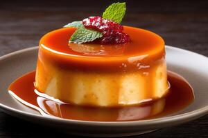 stock photo of french crme caramel food photography AI Generated