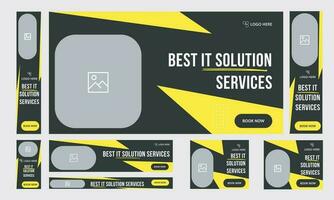 IT solution services web banner template design vector