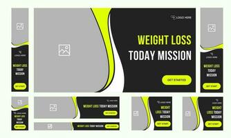 Vector illustration weight loss fitness healthy lifestyle banner