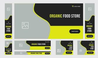 Organic food set of web banner template design vector