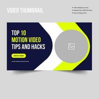 Motion graphics video tips thumbnail banner design vector