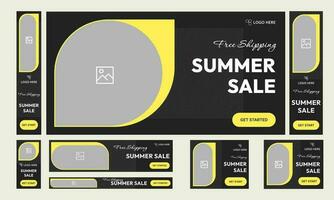 Set of summer sale offer web banner template design vector