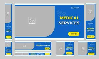 Medical services set of web banner template design vector