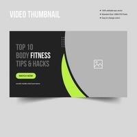 Fitness workout video thumbnail banner template vector