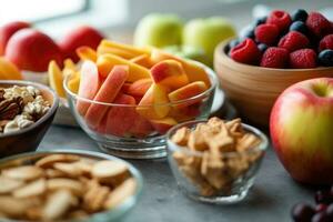 healthy snacks in the kitchen table Food Photography AI Generated photo