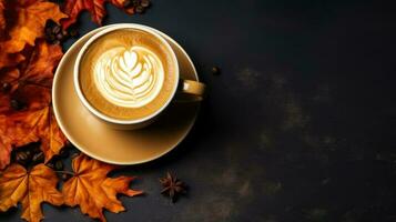 Pumpkin Spice Latte background with empty space for text photo