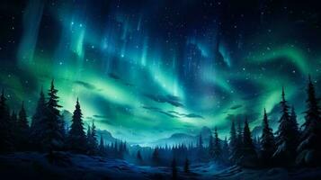 Dazzling Northern Lights with empty space for text photo