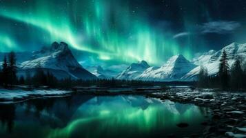 Awe-inspiring Northern Lights display with empty space for text photo