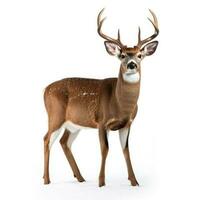 Winter white-tailed deer isolated on white background photo