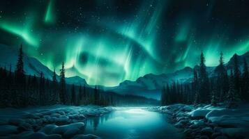 Dazzling Northern Lights with empty space for text photo