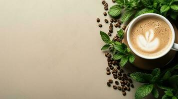 Peppermint Mocha background with empty space for text photo