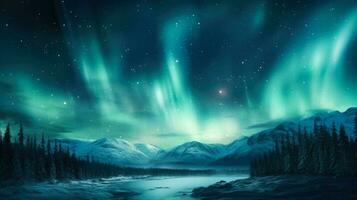 Dazzling Northern Lights with empty space for text photo