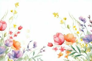 Watercolor floral border photo