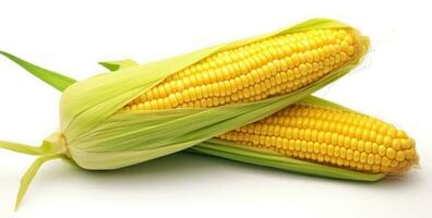 Corn with leaves and earns isolated photo