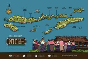 este nusa tenggara Indonesia mapas ilustración. Indonesia isla diseño diseño vector