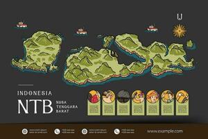 Oeste nusa tenggara Indonesia mapas ilustración. Indonesia isla diseño diseño vector