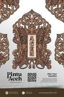 Indonesian culture Pintu Aceh Architecture door design pattern illustration vector