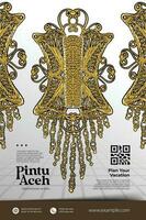 Indonesian culture Pintu Aceh Architecture door design pattern illustration vector