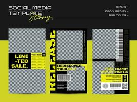 Modern urban futuristic streetwear fashion design for social media story template vector