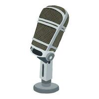 Studio microphone, professional studio music vocal sound recording radio equipment. Audio microphone for online studio presenter or device for karaoke bar. Grey colour. Electronics. Vector isolated