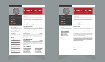 Red color  Professional Resume Design Layout Cv Template vector