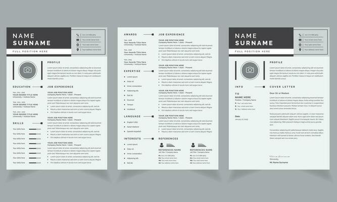 Resume Design Template with Black Header theme