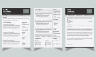 Resume and Cover Letter Layouts with Black Header vector