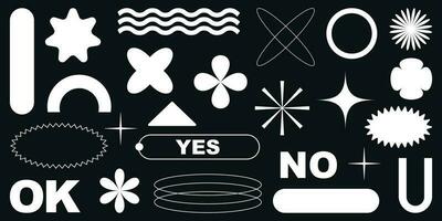 Shape set y2k style for banner. Y2k aesthetic.Shape set y2k style for decoaration.Simple shapes.Shape set y2k style for poster.Trendy 90s.Trendy geometric forms. vector