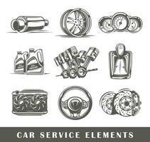 conjunto de elementos de el coche Servicio aislado en blanco antecedentes vector