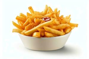 stock photo of french fries food photography isolated white background AI Generated
