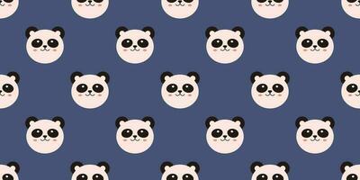 Vector seamless pattern with cute panda heads. Childish trendy print with panda bears. Kawaii background with funny animals. Chinese smiling panda seamless pattern.