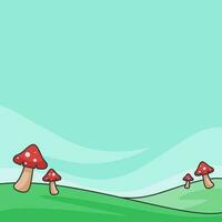 red mushrooms vector illustration background with flat design and fun style