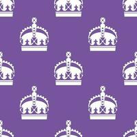 Seamless pattern with white crown silhouette on purple background. vector