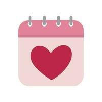 Cute cartoon style Valentine's Day tear-off calendar. February 14 design element. Isolated on white. vector