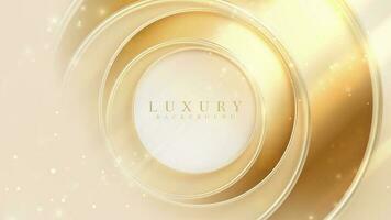 Gold circle frame with golden light effects decoration and bokeh. Luxury modern style background. vector